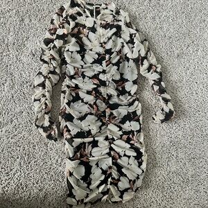 Abercrombie Long-Sleeve Ruched Mesh Mini Dress